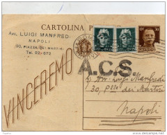 1944 CARTOLINA CON ANNULLO ROMA + A.C.S. - Entero Postal