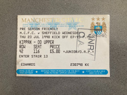 Manchester City V Sheffield Wednesday 1998-99 Match Ticket - Tickets & Toegangskaarten