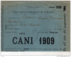 1909 FIRENZE TASSA SUI CANI - Documents Historiques