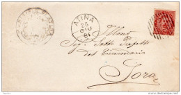 1884  LETTERA CON ANNULLO ATINA FROSINONE - Poststempel