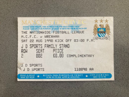 Manchester City V Wrexham 1998-99 Match Ticket - Biglietti D'ingresso