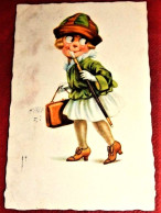 FANTAISIES  -  Illustrateur Non Signé -  Jeune Fille - Yeux En Relief -   1925 - 1900-1949