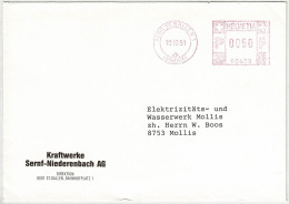 Schweiz 1991, Brief Freistempel / EMA / Meterstamp St. Gallen - Mollis, Kraftwerke - Affrancature Meccaniche