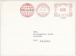 Schweiz 1974, Brief Freistempel / EMA / Meterstamp Miele Spreitenbach Einkaufszentrum - Aarau, Heizung, Kessel - Frankiermaschinen (FraMA)
