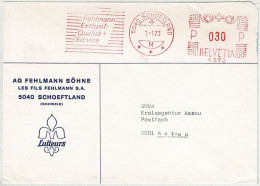 Schweiz 1973, Brief Freistempel / EMA / Meterstamp Fehlmann Schöftland - Aarau, Lutteurs, Kleidung - Affrancature Meccaniche