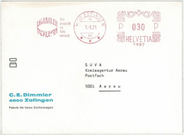 Schweiz 1971, Brief Freistempel / EMA / Meterstamp Dimmler Packungen Zofingen - Aarau, Cartonnagen - Frankeermachinen