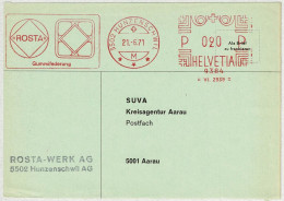 Schweiz 1971, Briefausschnitt Freistempel / EMA / Meterstamp Rosta Hunzenschwil - Aarau, Gummifederung - Affranchissements Mécaniques