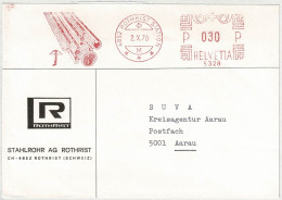 Schweiz 1970, Brief Freistempel / EMA / Meterstamp Stahlrohr AG Rothrist - Aarau - Affrancature Meccaniche