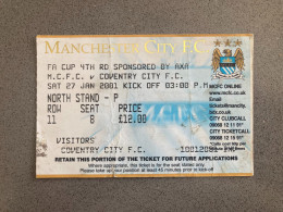 Manchester City V Coventry City 2000-01 Match Ticket - Eintrittskarten