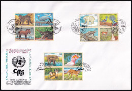 UNO NEW YORK - WIEN - GENF 1997 TRIO-FDC Gefährdete Arten - Gezamelijke Uitgaven New York/Genève/Wenen