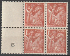 VARIETEE LEGENDE PARTIELLE / SURENCRAGE N° 652 ** BLOC DE 4 LUXE - Unused Stamps