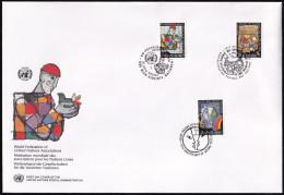 UNO NEW YORK - WIEN - GENF 1996 TRIO-FDC Weltverband Der Gesellschaften Für Die UNO - New York/Geneva/Vienna Joint Issues