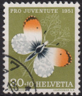 1951 Schweiz Pro Juventute ° Zum:CH J141,Yt:CH 515, Mi:CH 564, Aurorafalter, Insekten - Gebraucht