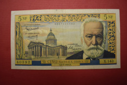 Banknotes France 5 Nouveaux Francs - Pasteur Type 1959 P# 141, Fay# 56 - 5 NF 1959-1965 ''Victor Hugo''