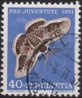 1951 Schweiz Pro Juventute ° Zum:CH J142,Yt:CH 516, Mi:CH 565, Nachtpfauenauge, Insekten - Used Stamps