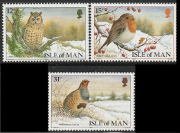 ISLA DE MAN 1988 - AVES - PAJAROS - BUHO - PERDIZ - YVERT 385/387** - Man (Insel)