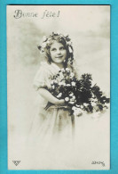 * Fantaisie - Fantasy - Fantasie (Bonne Fête) * (B.N.K. 33434/5) Enfant, Child, Kind, Girl, Fille, Fleurs, Flowers, Old - Autres & Non Classés