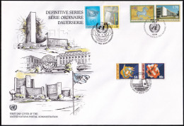 UNO NEW YORK - WIEN - GENF 1996 TRIO-FDC Dauerserie - Gemeinschaftsausgaben New York/Genf/Wien