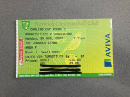 Norwich City V Sunderland 2009-10 Match Ticket - Biglietti D'ingresso
