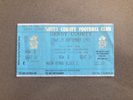 Notts County V Derby County 1993-94 Match Ticket - Tickets & Toegangskaarten