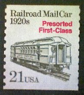 United States, Scott #2265, Used(o), 1988 Coil, Transportation Series: Mail Car Of The 1920s, 21¢,olive Green - Usati