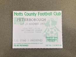 Notts County V Peterborough United 1997-98 Match Ticket - Match Tickets