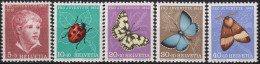 1952 Schweiz Pro Juventute ** Zum:CH J143-J147,Yt:CH 526-530, Mi:CH 575-579, Knabenbildnis Und Insekten - Ungebraucht