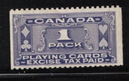 CANADA Van Dam # SPC1 Unused NO GUM - Playing Card Revenue - Fiscaux