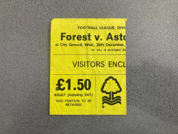 Nottingham Forest V Aston Villa 1979-80 Match Ticket - Tickets - Entradas