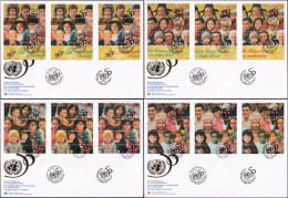 UNO NEW YORK - WIEN - GENF 1995 TRIO-FDC 4 Briefe 50 Jahre Vereinte Nationen - Gemeinschaftsausgaben New York/Genf/Wien