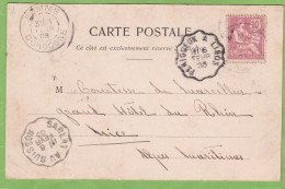Rare 2 Cachet Ambulant " Périgueux à Libos " + Sarlat Au Buisson " 1903 Sur CPA Précurseur Montfort 24 Dordogne - Poste Ferroviaire