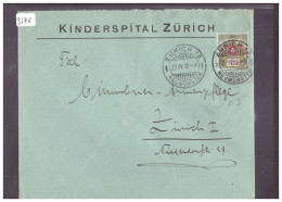 LETTRE A ENTETE - KINDERSPITAL ZÜRICH - TIMBRE DE FRANCHISE No 315 - Franquicia