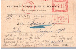 ITALIA 1929-   Annullo Meccanico Rosso (EMA) Cassa Di Risparmio Bologna - Maschinenstempel (EMA)