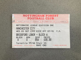 Nottingham Forest V Manchester City 1997-98 Match Ticket - Tickets & Toegangskaarten