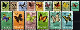 Tansania Tanzania 1973 - Mi.Nr. 35 - 49 - Gestempelt Used - Tiere Animals Schmetterlinge Butterflies - Vlinders