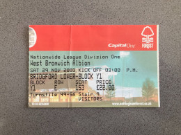 Nottingham Forest V West Bromwich Albion 2003-04 Match Ticket - Eintrittskarten