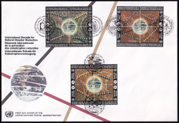 UNO NEW YORK - WIEN - GENF 1994 TRIO-FDC - Katastrophenvorbeugung - New York/Geneva/Vienna Joint Issues