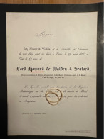 Lord Howard De Walden & Seaford *1799+1868 Lesve Bruxelles Envoye Ministre De Majeste Brittanique Aupres Roi Des Belges - Obituary Notices