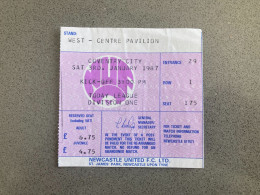 Newcastle United V Coventry City 1986-87 Match Ticket - Biglietti D'ingresso