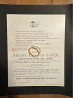 Mr Amedee Leopold Gain Bourgmestre Lens *1884 Lens +1926 Lens Lienard Crepy Sturboit Canonne Delvallee Dugailly - Obituary Notices