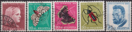1953 Schweiz Pro Juventute ° Zum:CH J148-J152,Yt:CH 539-543, Mi:CH 588-592, Mädchenbildnis Und Insekten - Oblitérés