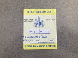 Newcastle United V Millwall 1988-89 Match Ticket - Eintrittskarten