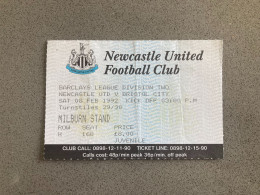 Newcastle United V Bristol City 1991-92 Match Ticket - Tickets - Entradas