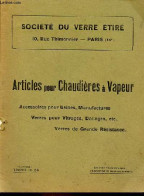 Société Du Verre étiré - Articles Pour Chaudières à Vapeur - Accessoires Pour Usines, Manufactures - Verres Pour Vitrage - Other & Unclassified