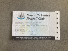 Newcastle United V Barnsley 1991-92 Match Ticket - Tickets D'entrée