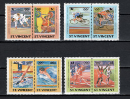 St. Vincent 1984 Olympic Games Los Angeles, Judo, Weightlifting, Cycling, Swimming, Athletics Set Of 8 MNH - Zomer 1984: Los Angeles