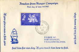 1963 ISLAS MALVINAS , FALKLAND  ISLANDS , PORT STANLEY , SOBRE CIRCULADO , FREEDOM FROM HUNGER CAMPAIGN - Falklandeilanden