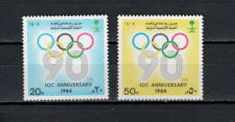 Saudi Arabia 1984 Olympic Games, IOC 90th Anniversary Set Of 2 MNH - Estate 1984: Los Angeles