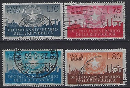 Italy 1956  10 Jahre Republic (o) Mi.967-970 - 1946-60: Used