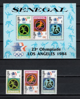 Senegal 1984 Olympic Games Los Angeles, Javelin, Hurdles, Football Soccer Set Of 3 + S/s MNH - Zomer 1984: Los Angeles